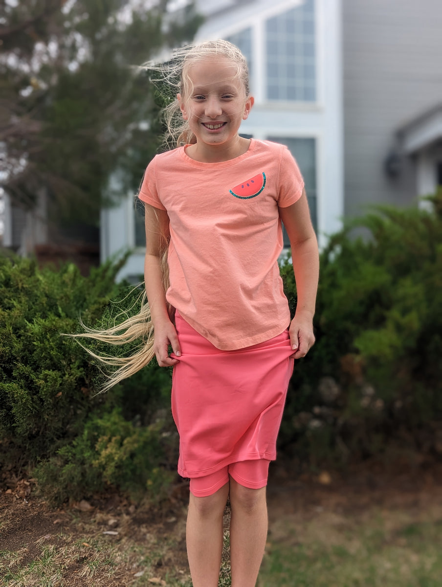 Athletic Skirt with Attached Shorts Coral Vesper Modest Girls Clothing