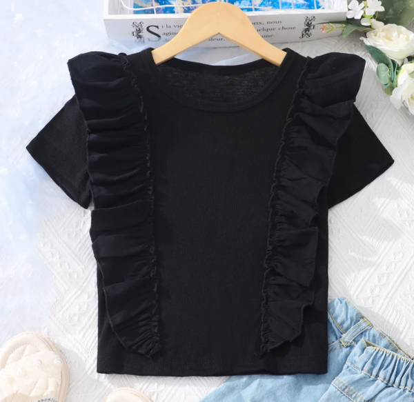 Black Ruffle Top