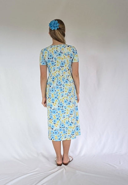 Playtime Dress - Short Sleeve - Blue and Yellow Floral